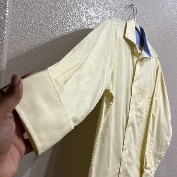 Chaps Shirt Mens Medium Yellow Striped Long Sleeve Dress Button Down Easy Care - Picture 4 of 8
